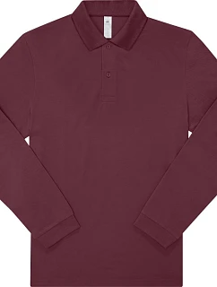 B&C My Polo 180 LSL Piqué – polokošeľa s dlhým rukávom 01.U425 bordová