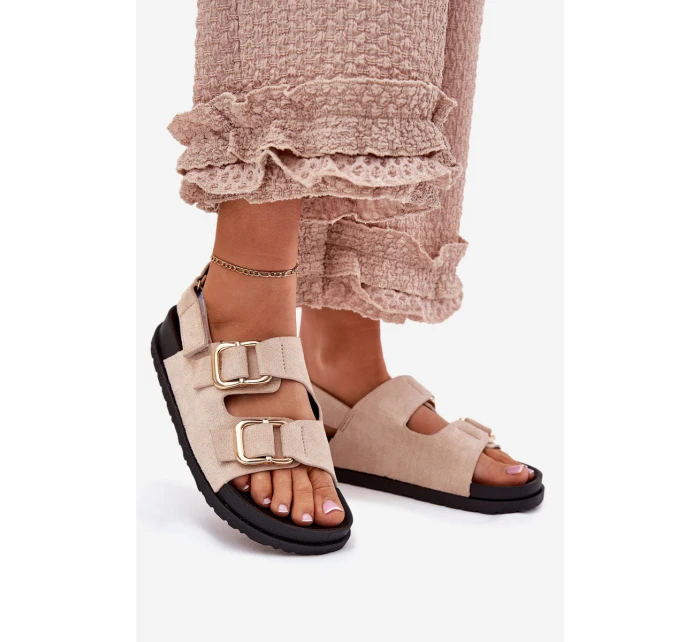 Dámské sandály s přezkami světle béžové model 21699480 - Boto Dámské sandály s přezkami světle béžové model 21699480 - Boto