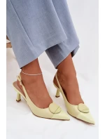 Dámské sandály na podpatku s ozdobným detailem Žluté Mariae