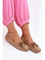 Dámske ploché mokasíny s umelým semišom a strapcami Dark Beige Bluebell