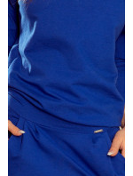 Numoco Mikinové šaty s výstrihom na chrbte - modré