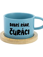DOBRÉ RÁNO, ČURÁCI - modrý hrníček makronka 200 ml