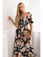 Viskózové šaty s volánkovým výstřihem model 20243124 černé - Kesi