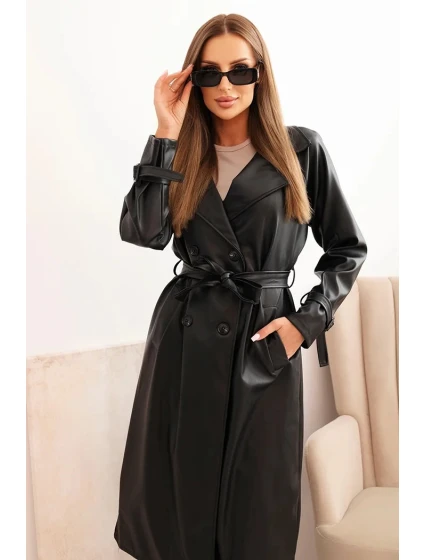 Dámský kabát z eko kůže  Černá model 21361742 - Kesi