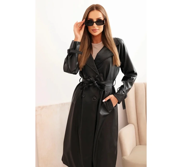 Dámský kabát z eko kůže  Černá model 21361742 - Kesi