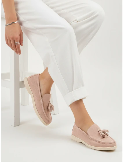 Dámske semišové mokasíny s ružovými chokrami FashionStreet ZY1362