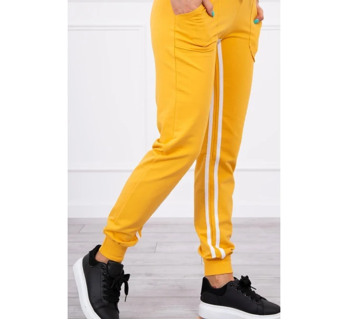 Súprava s dvojitými pruhmi horčica+biela Súprava s dvojitými pruhmi horčica+biela