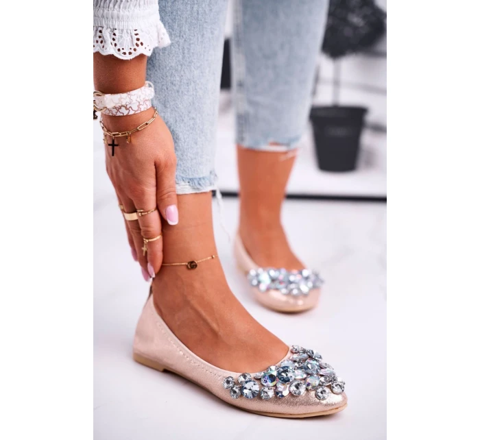 Kožené Baleríny S Ozdobnými model 21540216 Zlaté Crystal - Boto