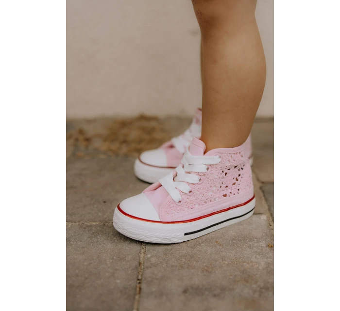 Dziecięce Wysokie Trampki Różowe Mona Dziecięce Wysokie Trampki Różowe Mona