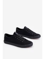 Damskie Wiązane Klasyczne Trampki Czarne Eleya