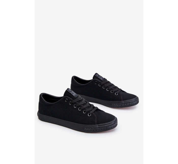 Damskie Wiązane Klasyczne Trampki Czarne Eleya