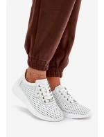 Damskie Skórzane Buty Sportowe Vinceza 79532 Białe