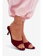Sandály z imitace semiše na podpatku bordové model 22103082 - Boto
