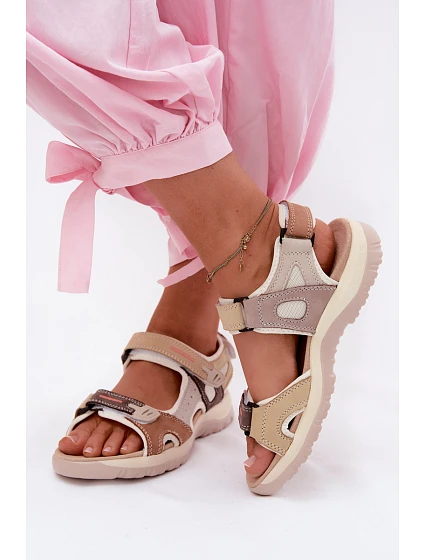 Kožené dámské sandály ve sportovním stylu Camel model 22123226 - EVENTO