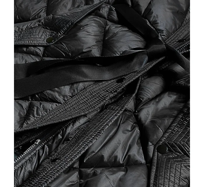 Čierna dlhá dámska páperová bunda (ag1-j9081)