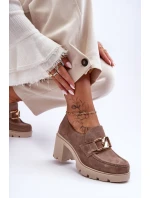 Elegantní boty se zlatým zdobením béžová model 21582805 - Boto