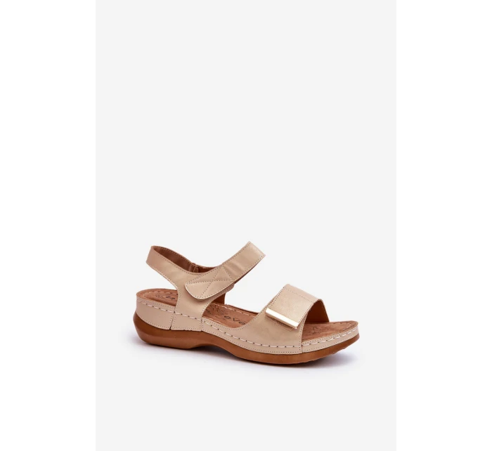 Pohodlné dámské sandály na suchý zip béžové model 21661112 - EVENTO