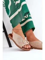 Ploché sandály s ozdobou béžové model 21685714 - Boto