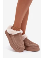Dámské sněhule na platformě s kožešinou a tmavě béžové model 21788055 - Boto Dámské sněhule na platformě s kožešinou a tmavě béžové model 21788055 - Boto