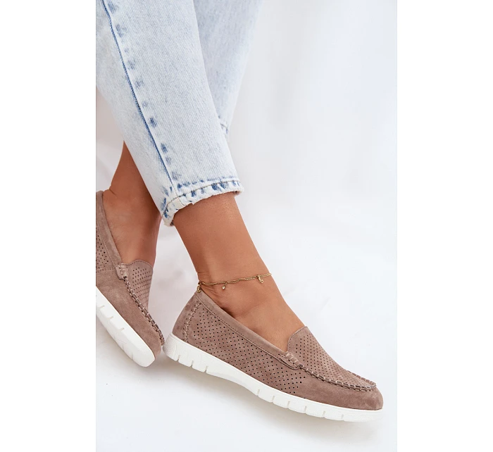 Dámské Mokasyny Vinceza Béžové z přírodního semiše Dámské Mokasyny Vinceza Béžové z přírodního semiše