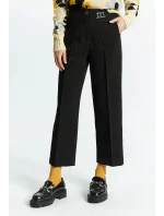 Dámske elegantné nohavice s logom značky / Čierna - Monnari