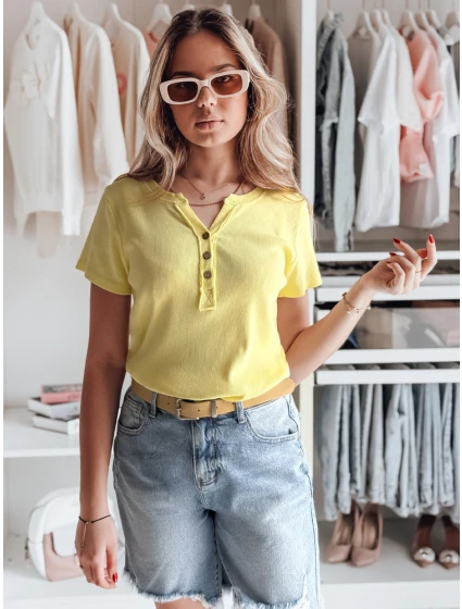 Dámska rebrovaná blúzka KISS LOOK žltá FashionStreet RY2839