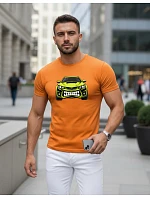 Pánske tričko s potlačou auta oranžové FashionStreet NX5015R