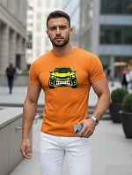 Pánske tričko s potlačou auta oranžové FashionStreet NX5015R