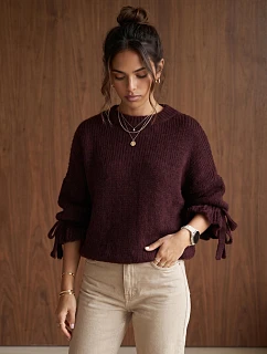 Sweter damski oversize bordowy FashionStreet MY2569