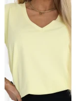 665-1 Dámska bavlnená blúzka s krátkym výstrihom do V - maslovo žltá