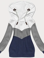 Dámska trojfarebná mikina bielo-sivo-zelená (2303)