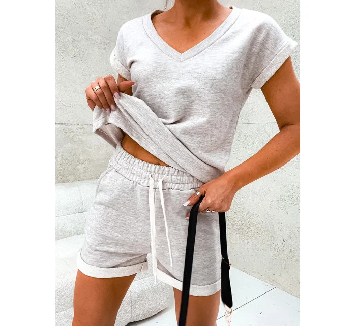 Bavlnená letná súprava béžová melanž (VE87)