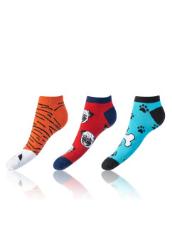 Zábavné nízke crazy ponožky unisex v sete 3 páry CRAZY IN-SHOE SOCKS 3x - BELLINDA - oranžová