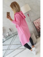 Dlhý kabát s kapucňou svetlo ružový Dlhý kabát s kapucňou svetlo ružový