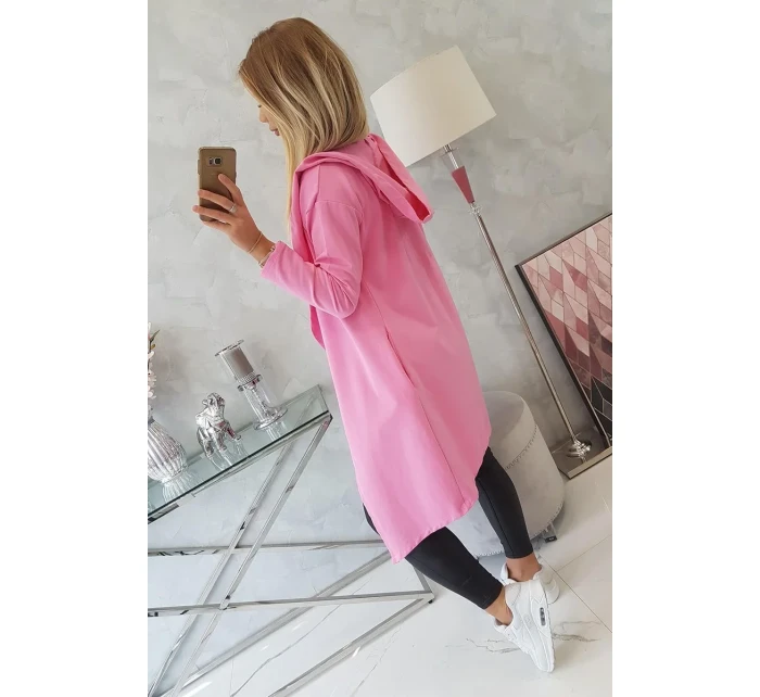 Dlhý kabát s kapucňou svetlo ružový Dlhý kabát s kapucňou svetlo ružový