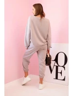 Súprava tepláky + nohavice maslová tkanina tmavo béžová