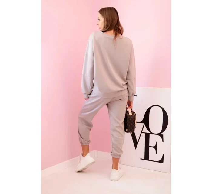 Súprava tepláky + nohavice maslová tkanina tmavo béžová