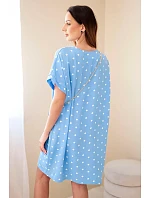 Dámske bodkované šaty s krátkymi rukávmi a kabelkou modré
