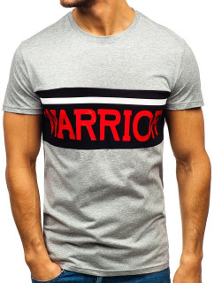Pánske tričko s potlačou "Warrior" 100701 - šedá,