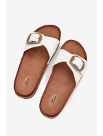 Dámske papuče na korkovej platforme s prackou - biele Dámske papuče na korkovej platforme s prackou - biele