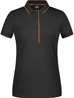 Daiber JN 727 Dámske polo tričko z piké s kontrastným lemom 02.0727 čierna/oranžová
