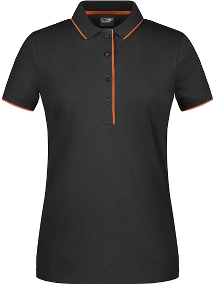 Daiber JN 727 Dámske polo tričko z piké s kontrastným lemom 02.0727 čierna/oranžová Daiber JN 727 Dámske polo tričko z piké s kontrastným lemom 02.0727 čierna/oranžová