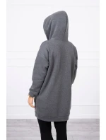 Mikina s kapucňou a nášivkami grafitová