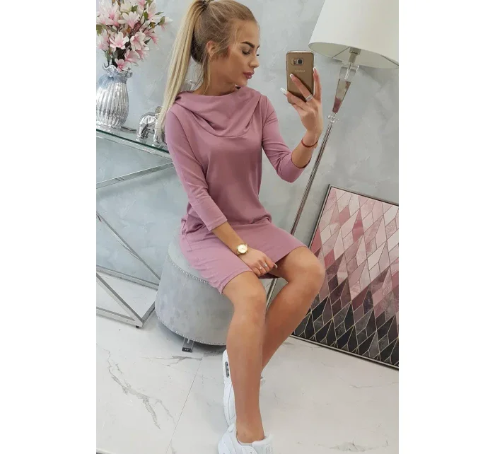 Šaty s kapucí a kapsami tmavě růžové Šaty s kapucí a kapsami tmavě růžové