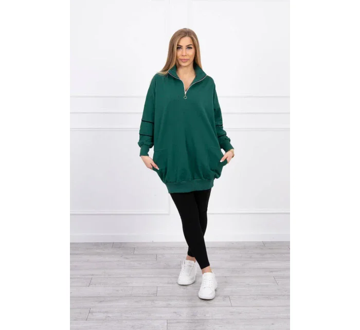 Mikina so zipsom a vreckami zelená Mikina so zipsom a vreckami zelená