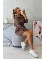Zateplené šaty s kapucňou mocca