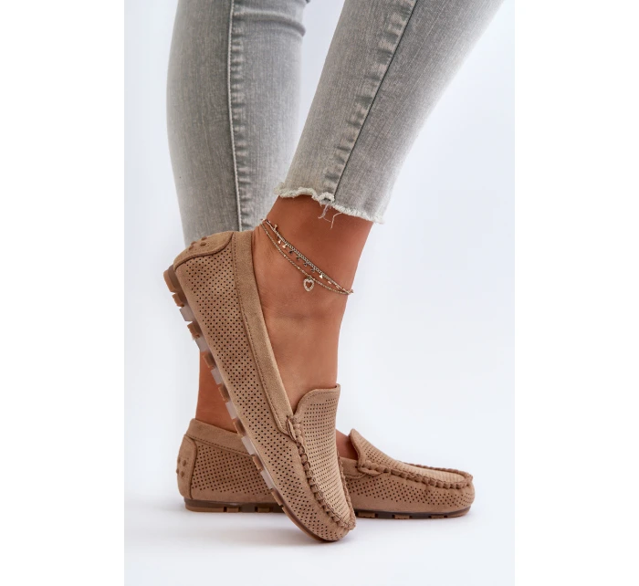 Dámské semišové mokasíny tmavě béžové model 21653934 - Boto