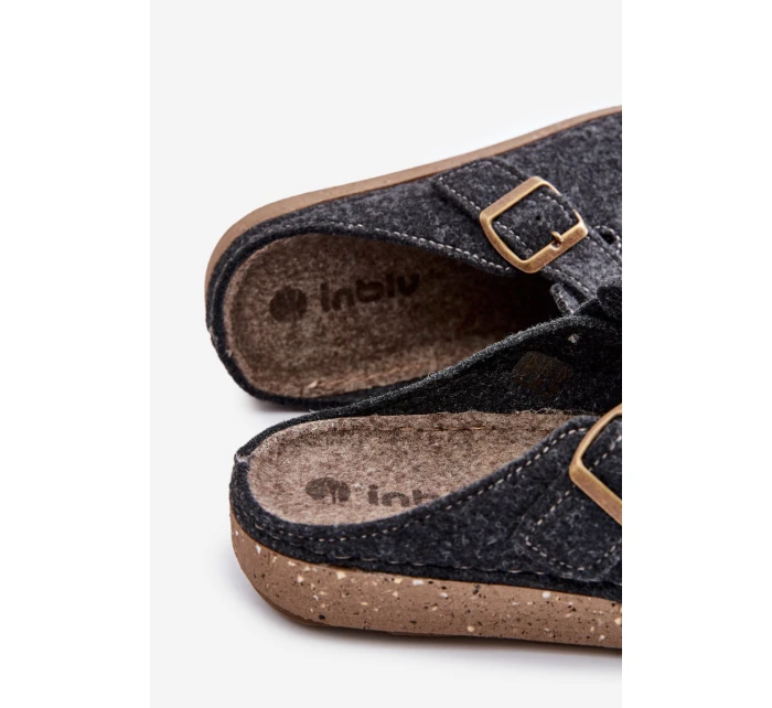 Kapcie Męskie Z Klamrą Klapki Profilaktyczne Inblu MT000012 Grafitowe