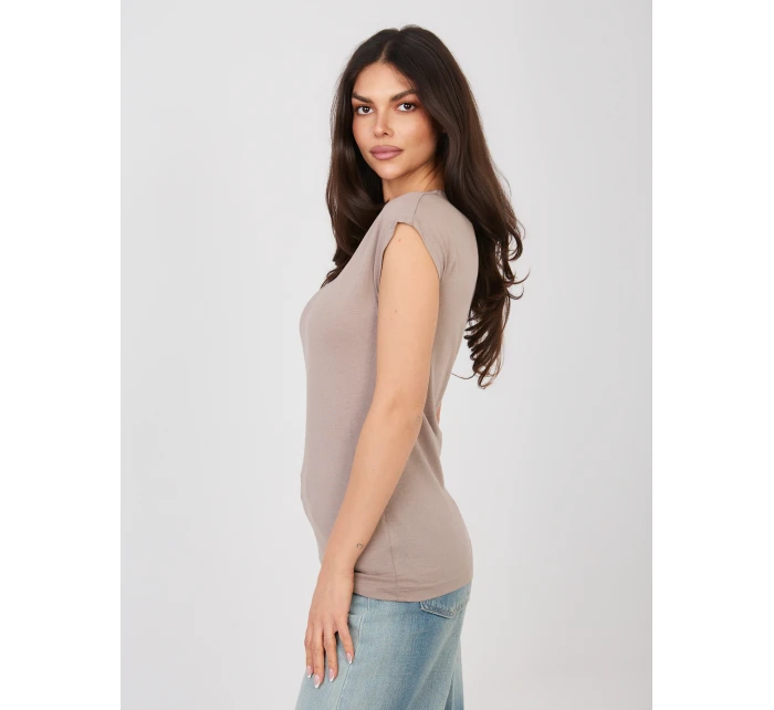 T shirt D12041AH02570C ciemny bezowy