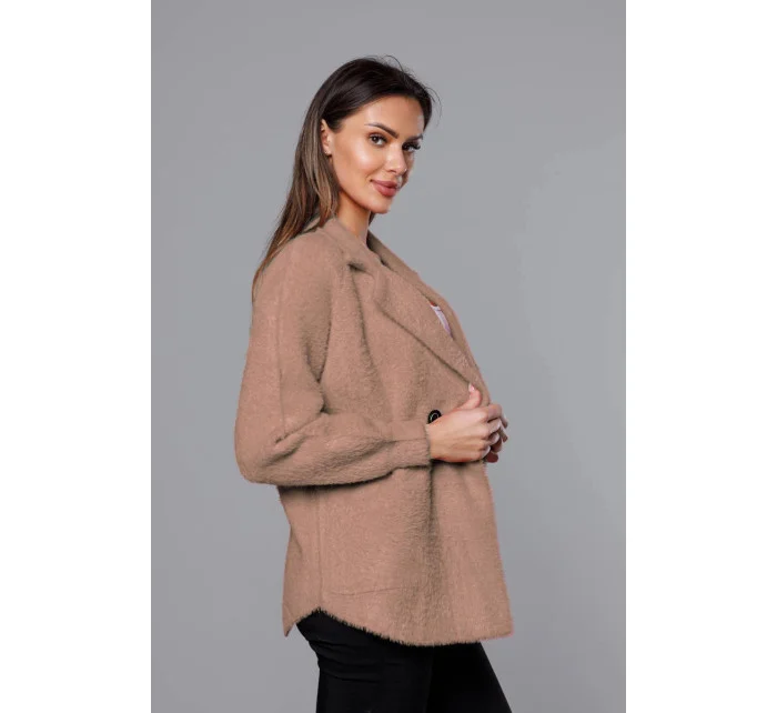 Krátký béžový přehoz přes oblečení typu alpaka model 18059125 - MADE IN ITALY